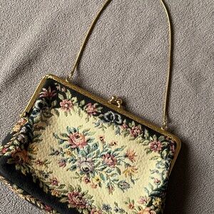 Vintage Floral Tapestry Evening Bag